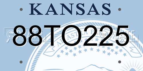88TO225 Kansas License Plate
