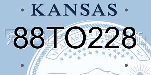 88TO228 Kansas License Plate