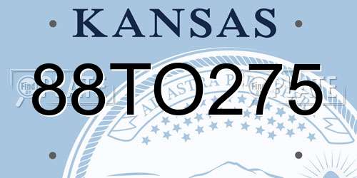 88TO275 Kansas License Plate