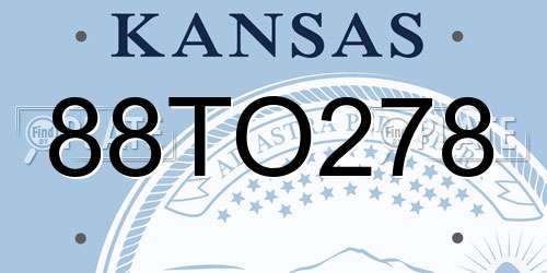 88TO278 Kansas License Plate