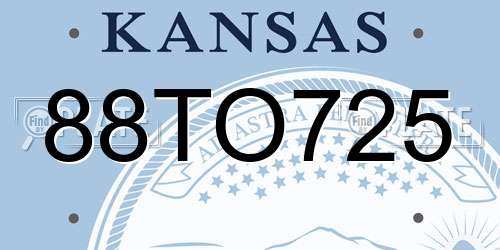 88TO725 Kansas License Plate