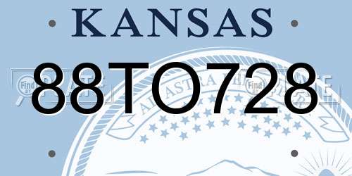88TO728 Kansas License Plate