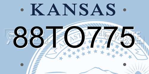 88TO775 Kansas License Plate