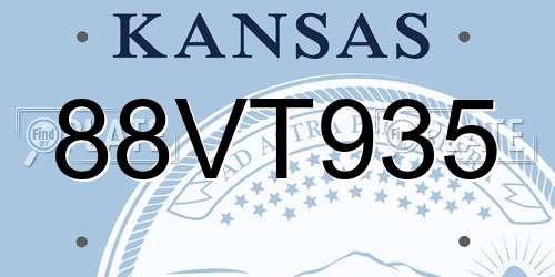 88VT935 Kansas License Plate