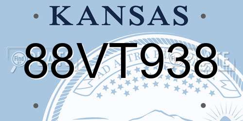 88VT938 Kansas License Plate