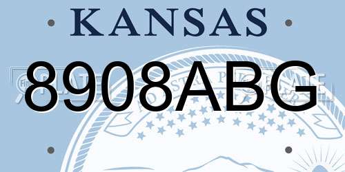 8908ABG Kansas License Plate
