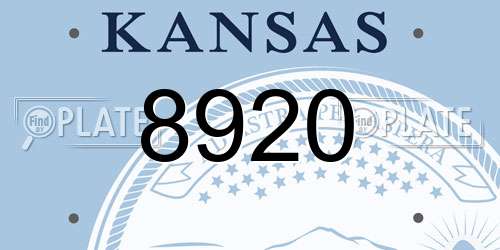 8920 Kansas License Plate