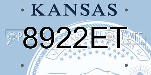 8922ET Kansas License Plate