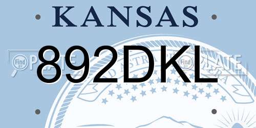 892DKL Kansas License Plate