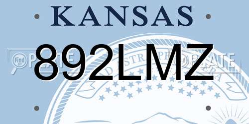 892LMZ Kansas License Plate