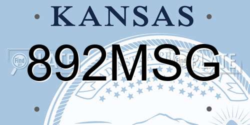 892MSG Kansas License Plate