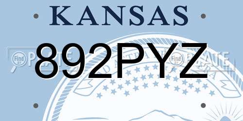 892PYZ Kansas License Plate