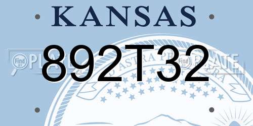 892T32 Kansas License Plate