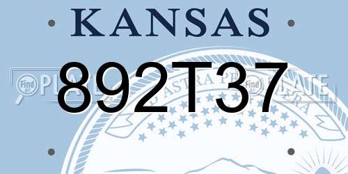 892T37 Kansas License Plate