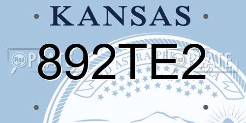 892TE2 Kansas License Plate