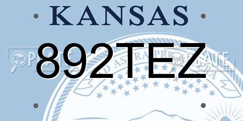 892TEZ Kansas License Plate