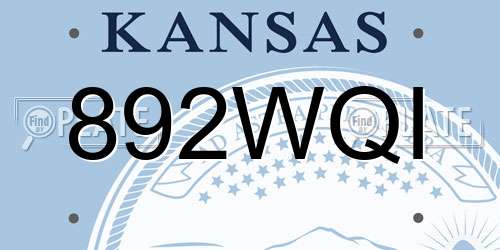 892WQI Kansas License Plate