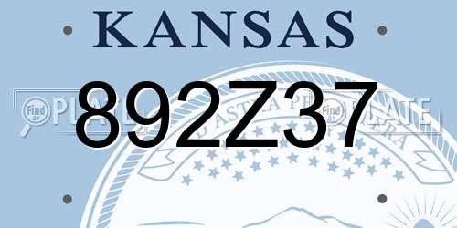 892Z37 Kansas License Plate