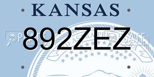 892ZEZ Kansas License Plate