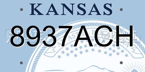 8937ACH Kansas License Plate