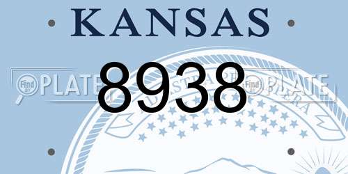 8938 Kansas License Plate