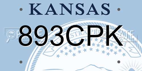 893CPK Kansas License Plate