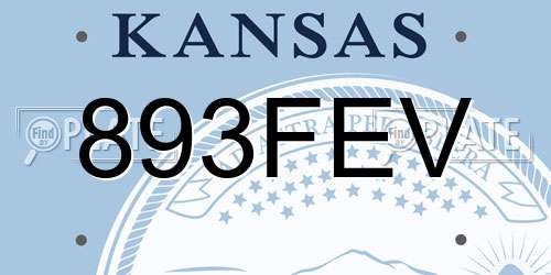 893FEV Kansas License Plate