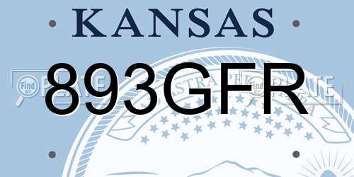 893GFR Kansas License Plate