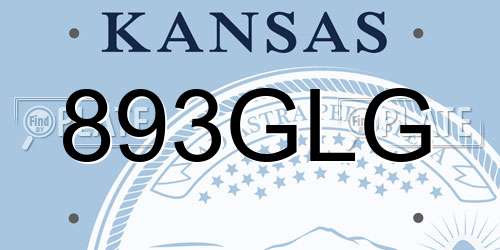 893GLG Kansas License Plate