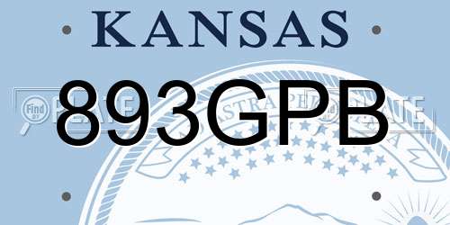 893GPB Kansas License Plate