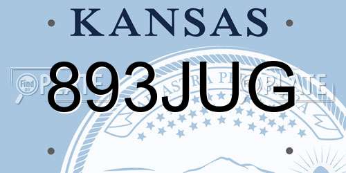 893JUG Kansas License Plate
