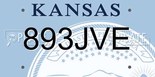 893JVE Kansas License Plate