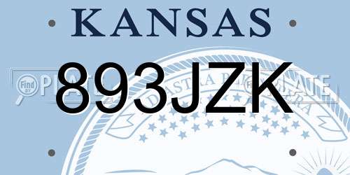 893JZK Kansas License Plate