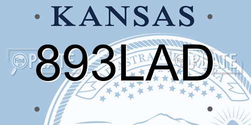893LAD Kansas License Plate