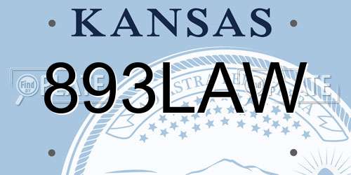 893LAW Kansas License Plate