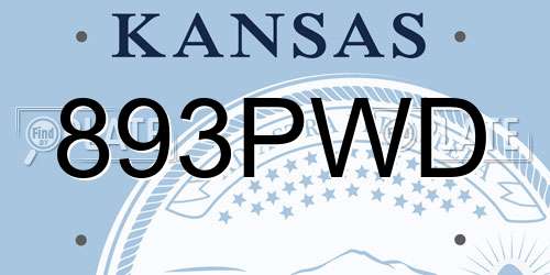 893PWD Kansas License Plate
