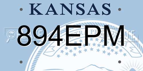 894EPM Kansas License Plate