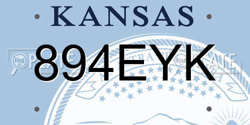 894EYK Kansas License Plate