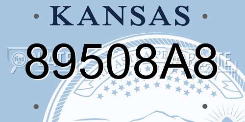 89508A8 Kansas License Plate