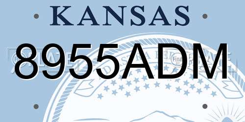 8955ADM Kansas License Plate
