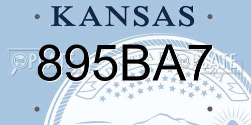 895BA7 Kansas License Plate