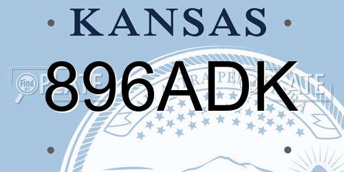 896ADK Kansas License Plate