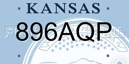 896AQP Kansas License Plate