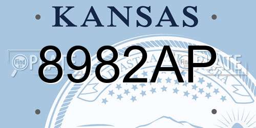 8982AP Kansas License Plate
