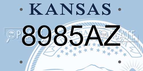 8985AZ Kansas License Plate