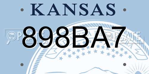 898BA7 Kansas License Plate
