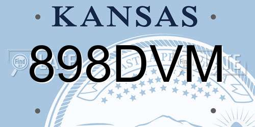 898DVM Kansas License Plate