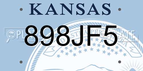 898JF5 Kansas License Plate