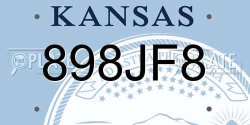 898JF8 Kansas License Plate