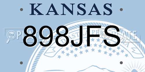 898JFS Kansas License Plate